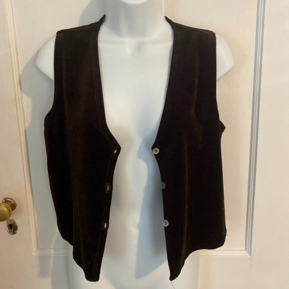 Rabbit Rabbit Rabbit Designs Dark Brown 3 Button Velour Vest, Size 2P - Picture 3 of 6